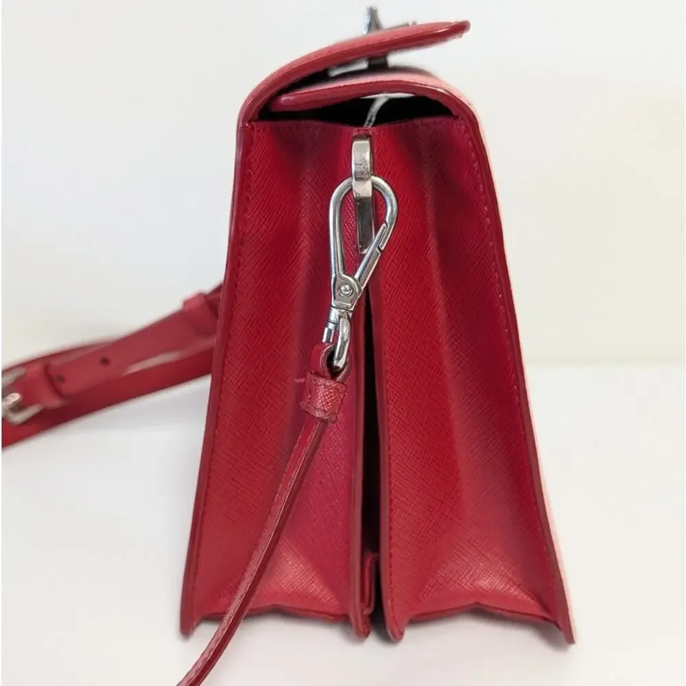 Prada Saffiano Leather Shoulder Bag Limited Edition Pop Art Portrait Red/Pink - Picture 6 of 16